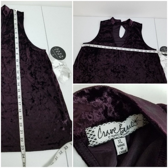 Crave Fame Almost Famous Womens Velvet Top Med, XL - Picture 2 of 6